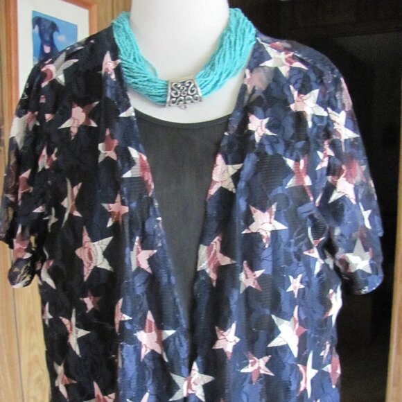 CRAZY TRAIN YAY USA LACE REVERSIABLE DUSTER - Picture 2 of 10
